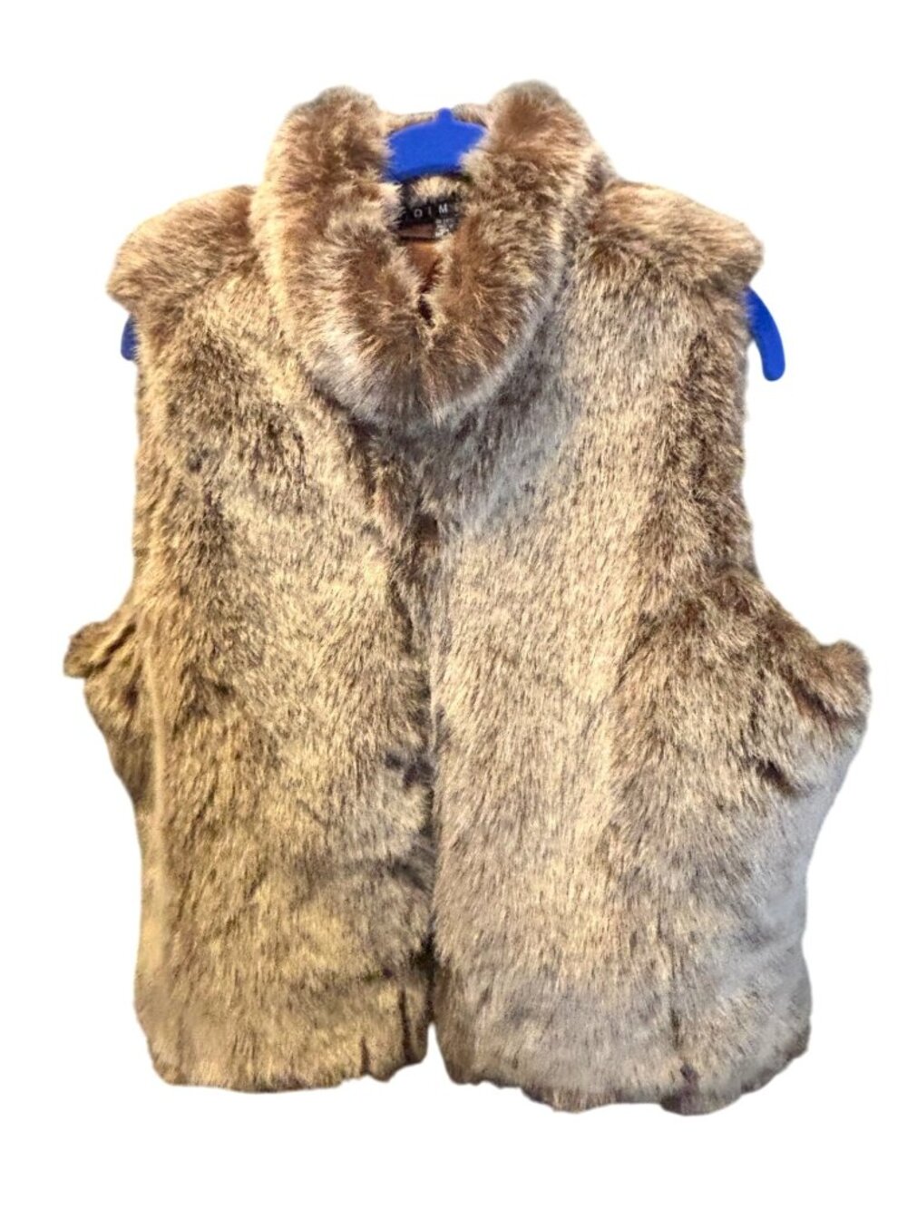 Dimri Womens Faux Fur Sleeveless Vest Tan Brown Sz XL